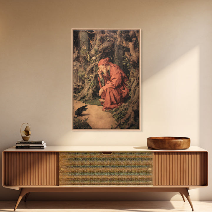 The Witch'S Forest, Dark Renaissance Art, Vertical Wall Art, Dark Halloween Decor, Framed Canvas Print, Halloween Wall Art