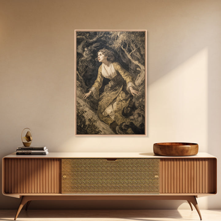 The Witch'S Forest, Dark Romantic Horror Art, Vertical Wall Art, Macabre Wall Art, Canvas Print, Halloween Wall Art, Dark Fantasy Art