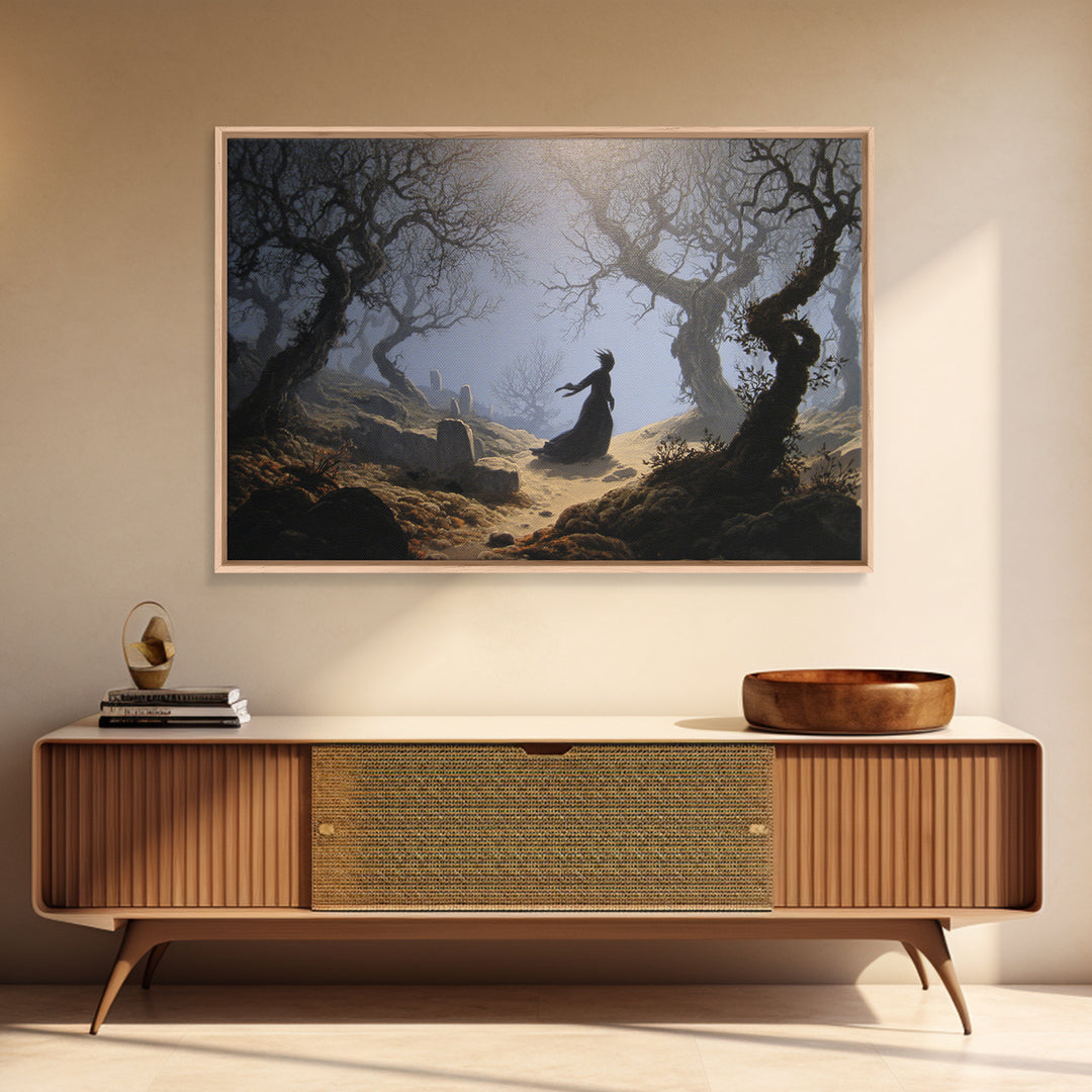 The Witch'S Forest, Romantic Gothic Landscape, Landscape Wall Art, Dark Fantasy Wall Art, Framed Canvas Print, Halloween Wall Art