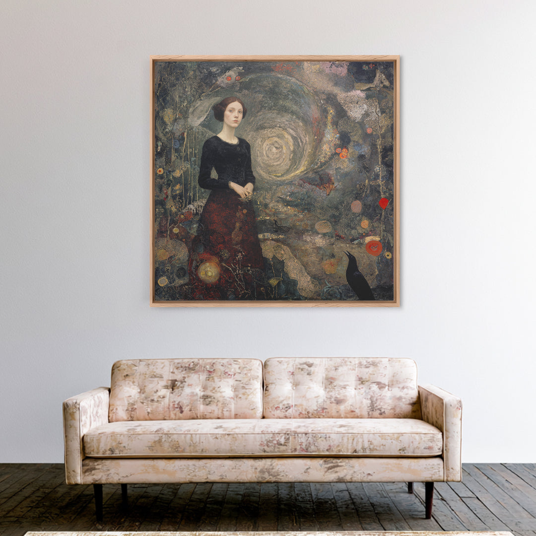 The Witch'S Forest, Symbolist Dream Art, Square Wall Art, Dark Halloween Decor, Canvas Print, Halloween Wall Art, Gothic Home Decor