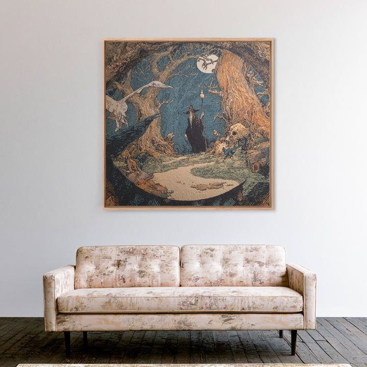 The Witch'S Forest, Symbolist Etching Art, Square Wall Art, Dark Fantasy Wall Art, Canvas Print, Halloween Wall Art, Spooky Wall Decor