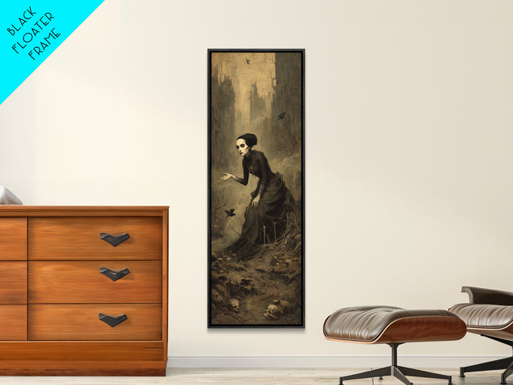 The Witch'S Forest, Surreal Apocalyptic Art, Tall Narrow Wall Art, Gothic Horror Wall Art, Framed Canvas Print, Halloween Wall Art