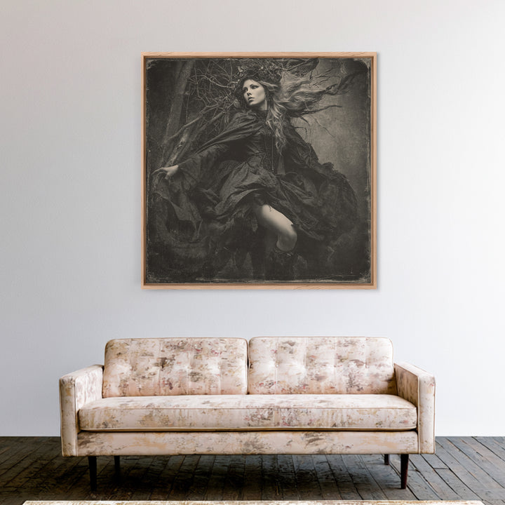 The Witch'S Forest, Biomechanical Horror Art, Square Wall Art, Dark Fantasy Wall Art, Canvas Print, Halloween Wall Art, Seasonal Home Decor