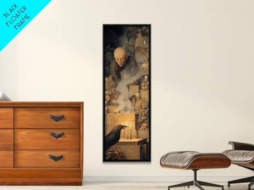 The Forgotten Crypt, Medieval Grotesque Art, Tall Narrow Wall Art, Macabre Wall Art, Canvas Print, Halloween Wall Art