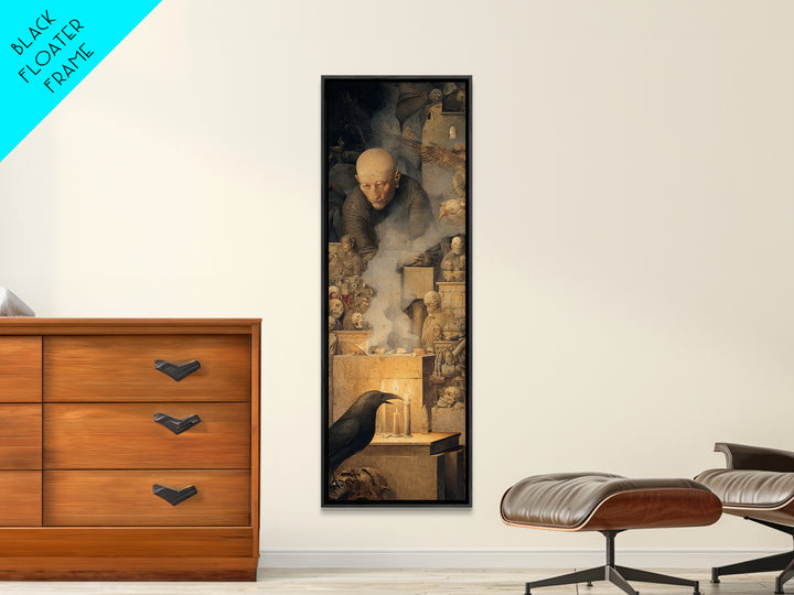 The Forgotten Crypt, Medieval Grotesque Art, Tall Narrow Wall Art, Macabre Wall Art, Canvas Print, Halloween Wall Art