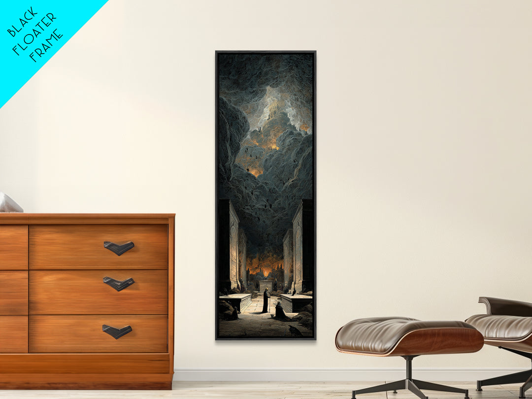 The Forgotten Crypt, Apocalyptic Romantic Art, Tall Narrow Wall Art, Macabre Wall Art, Framed Canvas Print, Halloween Wall Art