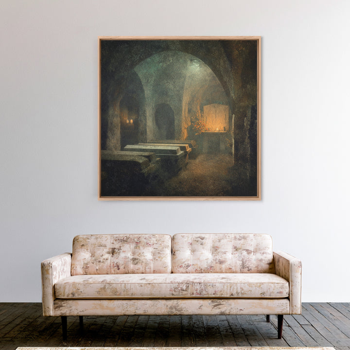 The Forgotten Crypt, Symbolist Dream Art, Square Wall Art, Macabre Wall Art, Canvas Print, Halloween Wall Art, Dark Fantasy Art