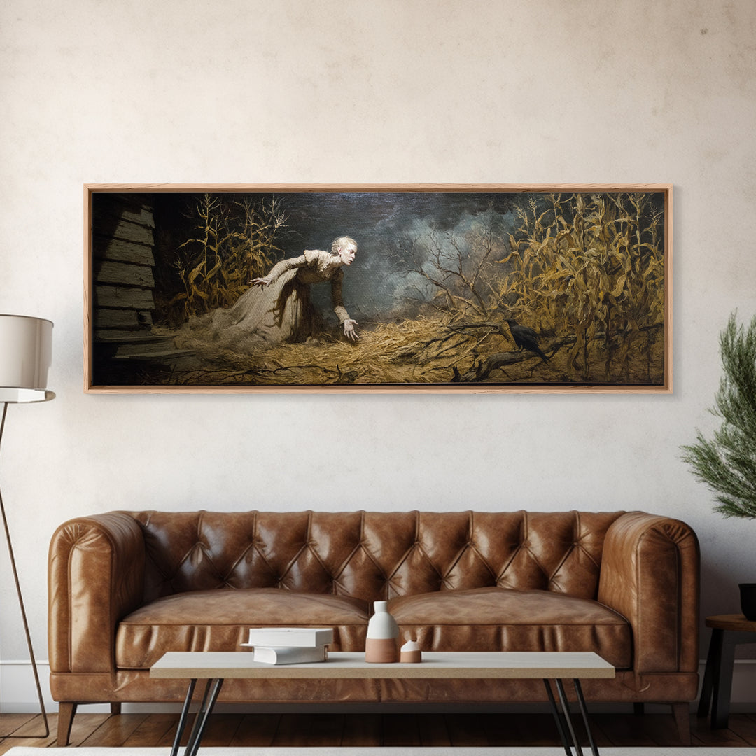 The Possessed Farmhouse, Gothic Nightmare Art, Extra Wide Wall Art, Dark Halloween Decor, Canvas Print, Halloween Wall Art