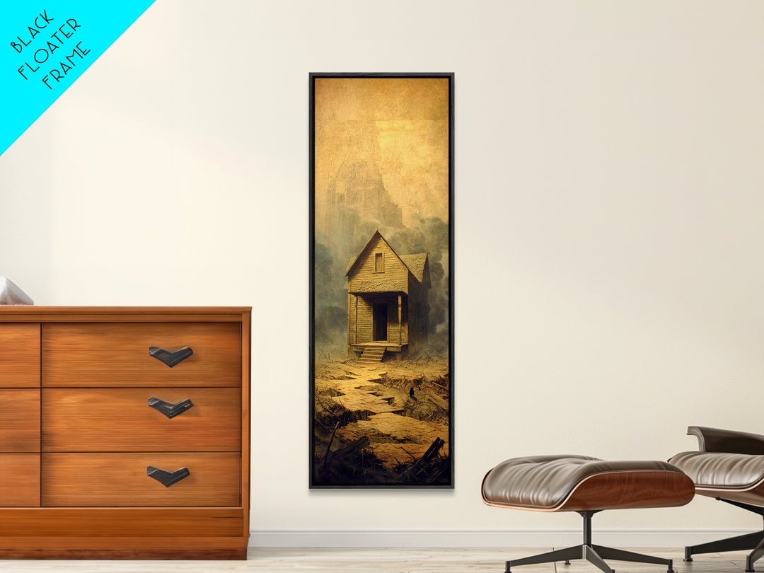 The Possessed Farmhouse, Surreal Apocalyptic Art, Tall Narrow Wall Art, Gothic Horror Wall Art, Canvas Print, Halloween Wall Art