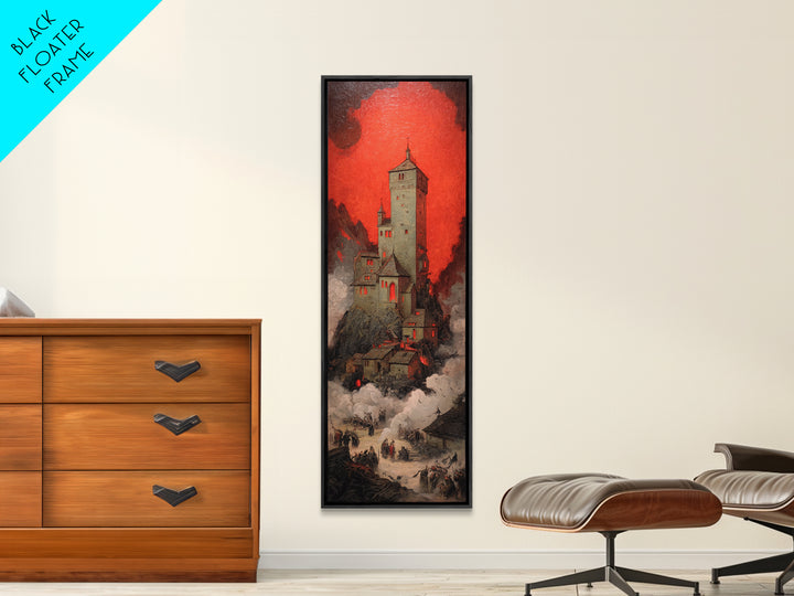 The Vampire Castle, Dark Renaissance Art, Tall Narrow Wall Art, Gothic Horror Wall Art, Framed Canvas Print, Halloween Wall Art