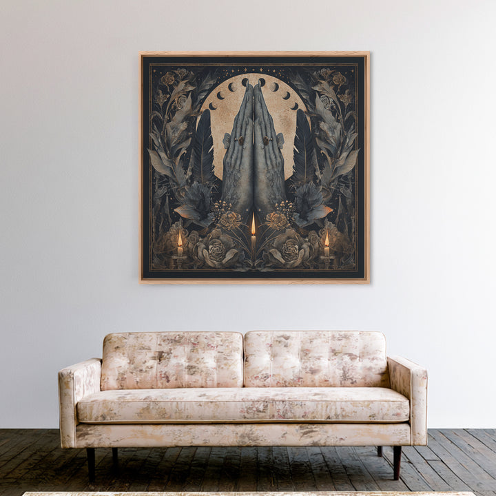 Occult Celestial Hands Canvas Print, Dark Art, Painting, Living Room Decor, Fine Art, Nocturne, Gothic Wall Art, Moody Wall Art, DAR-1x1-20