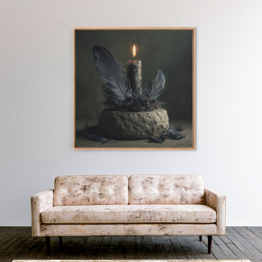 Silent Graveyard with Blue Moon Haze Canvas Print, Dark Art, Neutral Decor, Living Room Decor, Fine Art, Nocturne, Home Decor, DAR-1x1-90