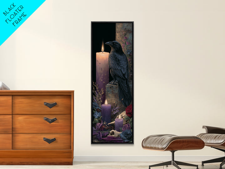 Witchy Still Life of Herbs Candles and Framed Canvas Print, Dark Art, Living Room Decor, Fine Art, Nocturne, Luxury Decor, DAR-1x3-92