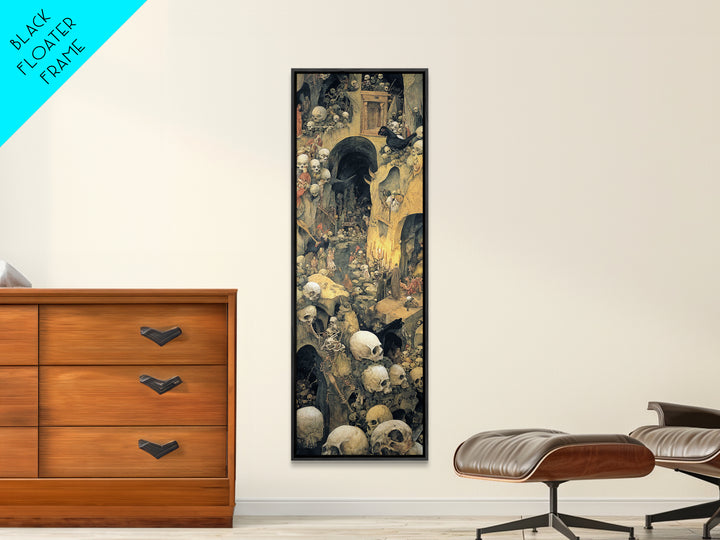 The Endless Catacombs, Medieval Grotesque Art, Tall Narrow Wall Art, Dark Halloween Decor, Canvas Print, Halloween Wall Art