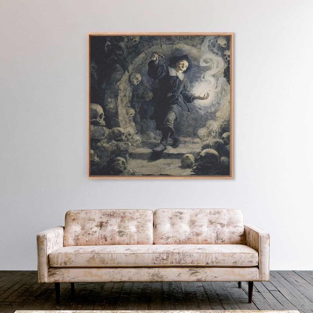 The Endless Catacombs, Danse Macabre Art, Square Wall Art, Macabre Wall Art, Framed Canvas Print, Halloween Wall Art