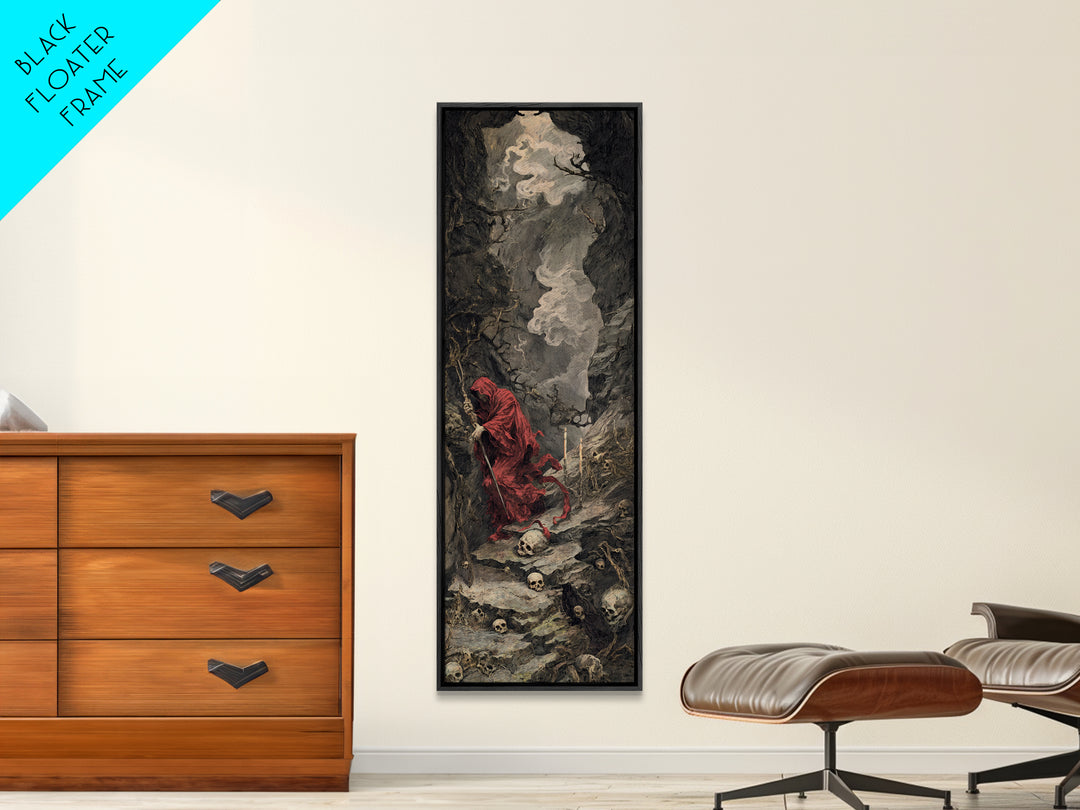 The Endless Catacombs, Baroque Witchcraft Art, Tall Narrow Wall Art, Dark Fantasy Wall Art, Framed Canvas Print, Halloween Wall Art