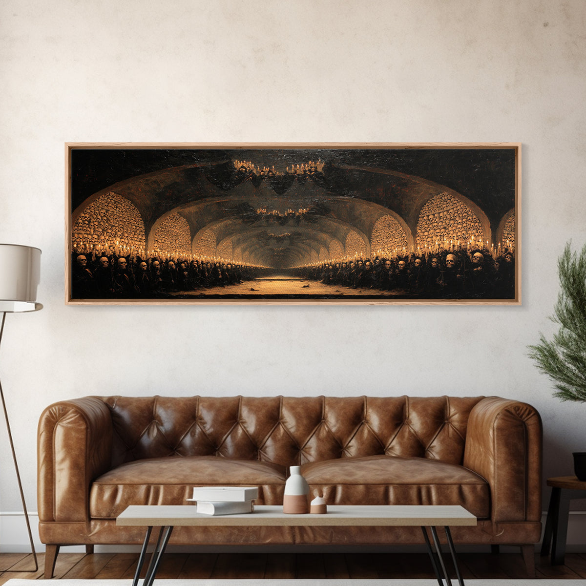 The Endless Catacombs, Dark Romantic Horror Art, Extra Wide Wall Art, Gothic Horror Wall Art, Framed Canvas Print, Halloween Wall Art