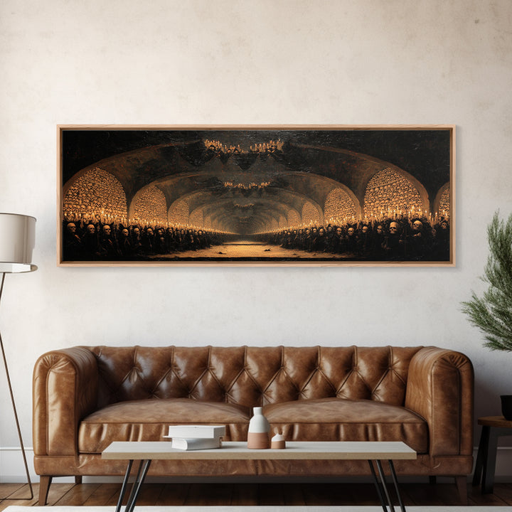 The Endless Catacombs, Dark Romantic Horror Art, Extra Wide Wall Art, Gothic Horror Wall Art, Framed Canvas Print, Halloween Wall Art