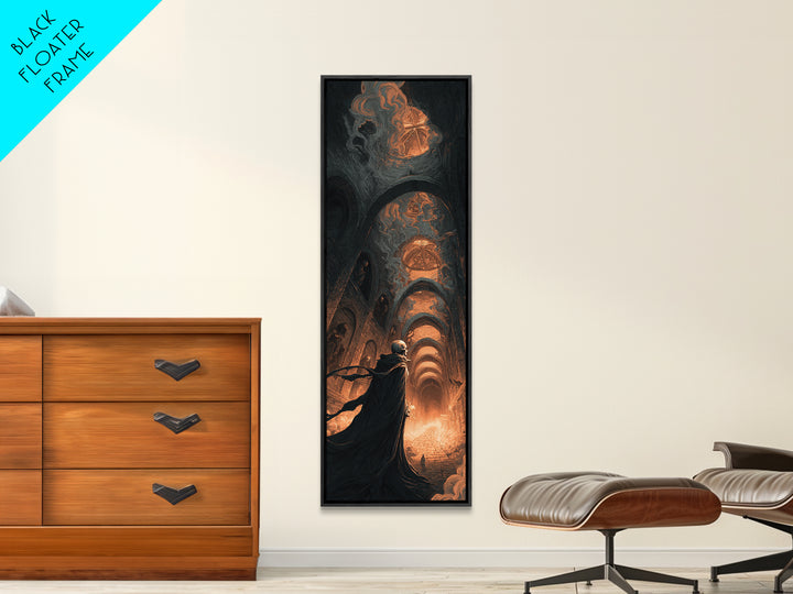 The Endless Catacombs, Apocalyptic Romantic Art, Tall Narrow Wall Art, Macabre Wall Art, Canvas Print, Halloween Wall Art, Halloween Decor