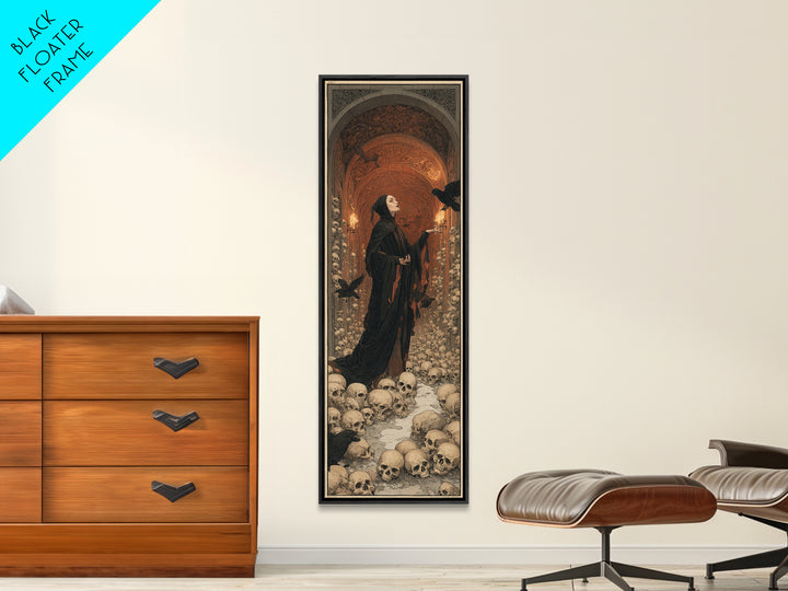 The Endless Catacombs, Symbolist Death Art, Tall Narrow Wall Art, Dark Fantasy Wall Art, Canvas Print, Halloween Wall Art