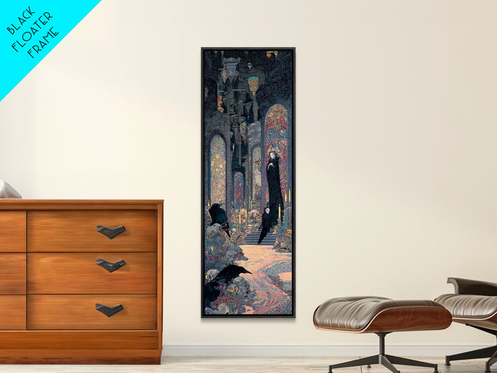 The Endless Catacombs, Stained Glass Gothic Art, Tall Narrow Wall Art, Dark Halloween Decor, Canvas Print, Halloween Wall Art