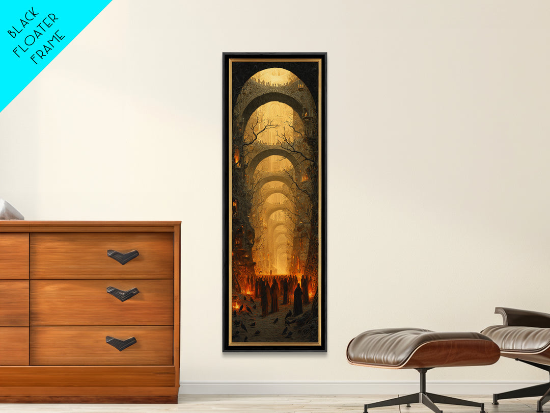 The Endless Catacombs, Surreal Apocalyptic Art, Tall Narrow Wall Art, Dark Fantasy Wall Art, Canvas Print, Halloween Wall Art