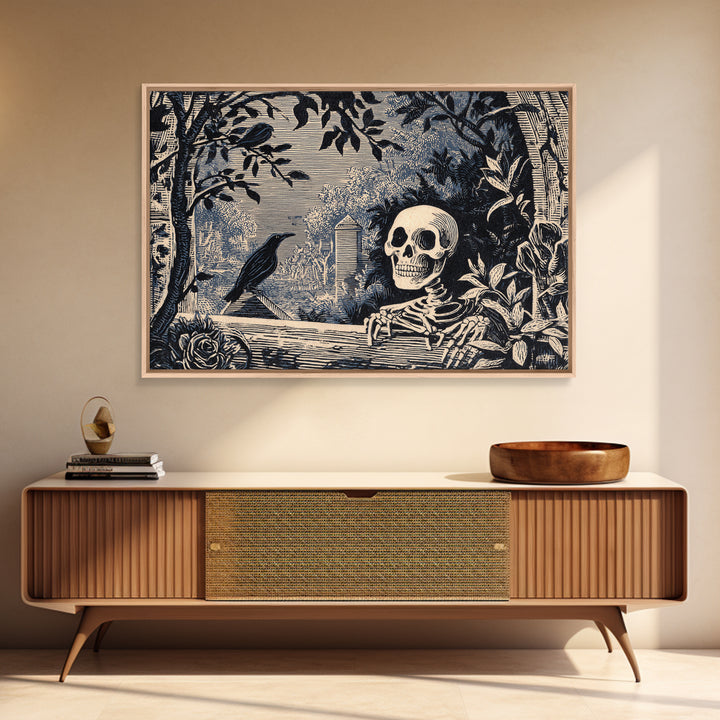 The Overgrown Chapel, Macabre Folk Print Art, Landscape Wall Art, Dark Fantasy Wall Art, Framed Canvas Print, Halloween Wall Art