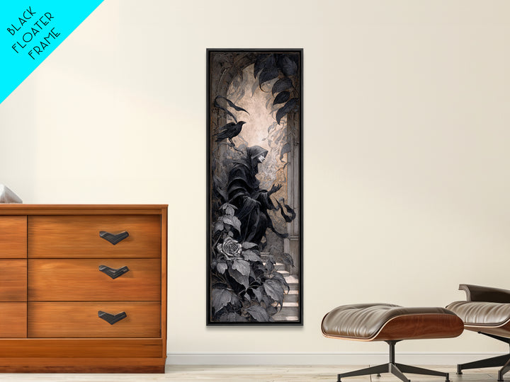 The Overgrown Chapel, Biomechanical Horror Art, Tall Narrow Wall Art, Macabre Wall Art, Canvas Print, Halloween Wall Art, Gothic Home Decor