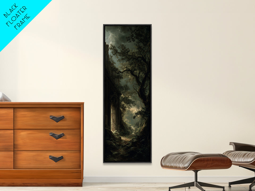 The Derelict Asylum, Baroque Witchcraft Art, Tall Narrow Wall Art, Dark Halloween Decor, Framed Canvas Print, Halloween Wall Art