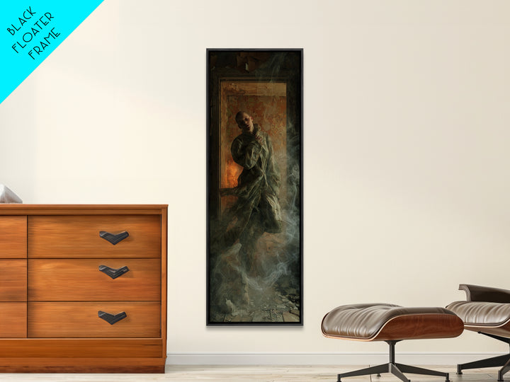 The Derelict Asylum, Visionary Gothic Art, Tall Narrow Wall Art, Dark Fantasy Wall Art, Framed Canvas Print, Halloween Wall Art