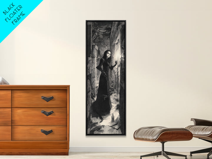 The Derelict Asylum, Expressionist Nightmare Art, Tall Narrow Wall Art, Dark Fantasy Wall Art, Framed Canvas Print, Halloween Wall Art