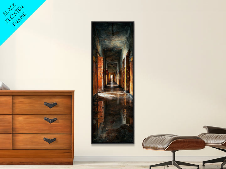The Derelict Asylum, Expressionist Gothic Art, Tall Narrow Wall Art, Dark Halloween Decor, Canvas Print, Halloween Wall Art