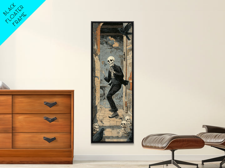The Derelict Asylum, Macabre Folk Print Art, Tall Narrow Wall Art, Dark Fantasy Wall Art, Framed Canvas Print