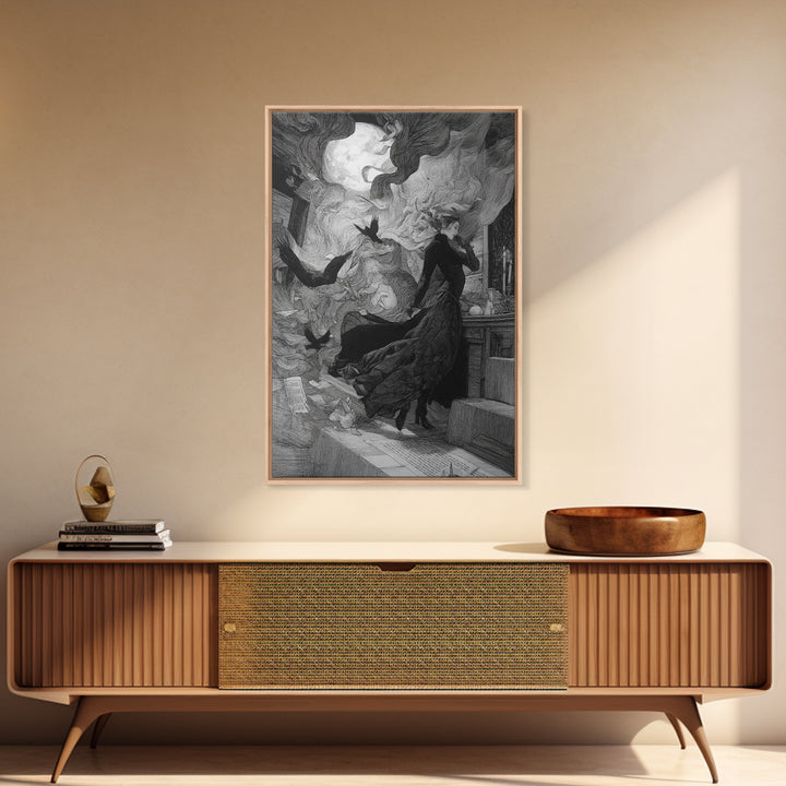 The Derelict Asylum, Victorian Macabre Art, Vertical Wall Art, Dark Halloween Decor, Framed Canvas Print, Halloween Wall Art