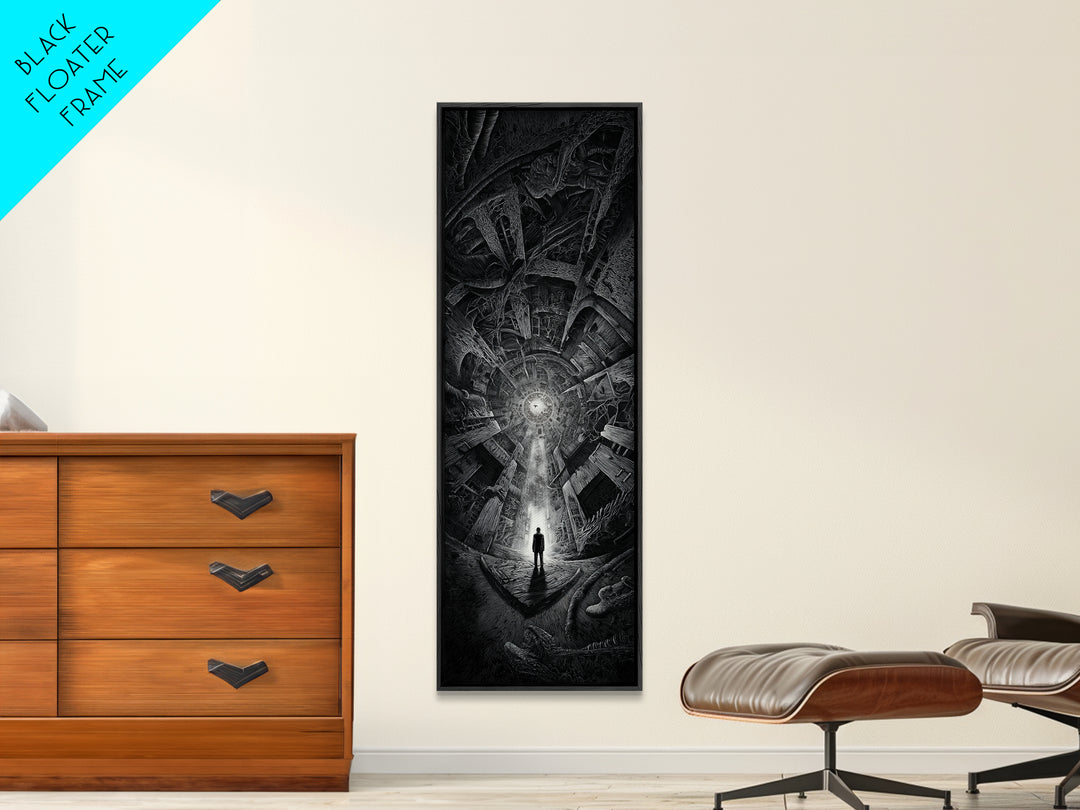 The Derelict Asylum, Biomechanical Horror Art, Tall Narrow Wall Art, Dark Fantasy Wall Art, Canvas Print, Halloween Wall Art
