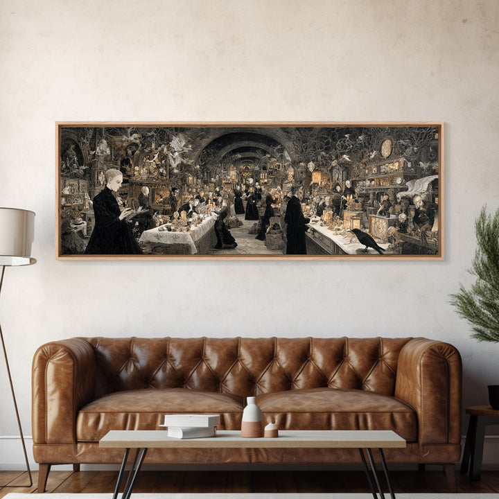 The Midnight Antique Shop, Dark Symbolist Art, Extra Wide Wall Art, Gothic Horror Wall Art, Canvas Print, Halloween Wall Art