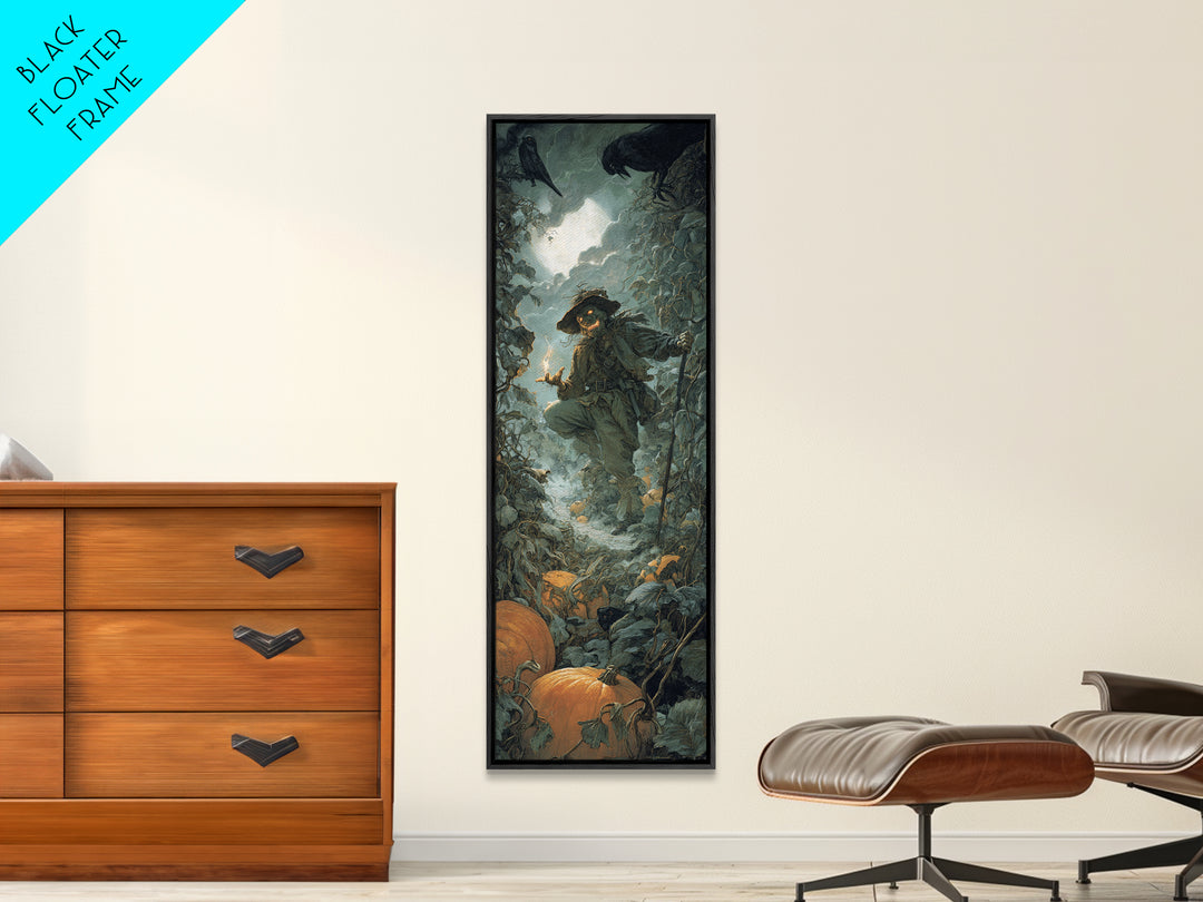 The Pumpkin Patch Maze, Baroque Witchcraft Art, Tall Narrow Wall Art, Dark Fantasy Wall Art, Framed Canvas Print, Halloween Wall Art