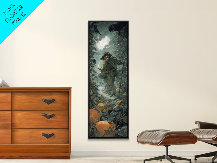 The Pumpkin Patch Maze, Baroque Witchcraft Art, Tall Narrow Wall Art, Dark Fantasy Wall Art, Framed Canvas Print, Halloween Wall Art