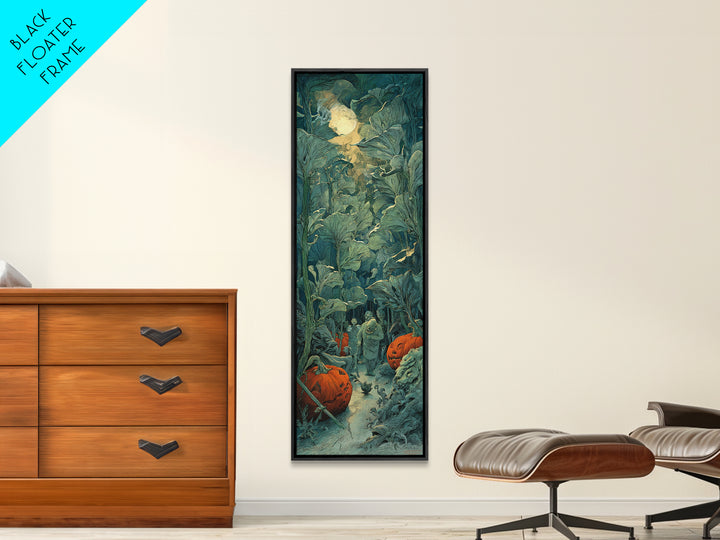 The Pumpkin Patch Maze, Expressionist Nightmare Art, Tall Narrow Wall Art, Dark Halloween Decor, Canvas Print, Halloween Wall Art