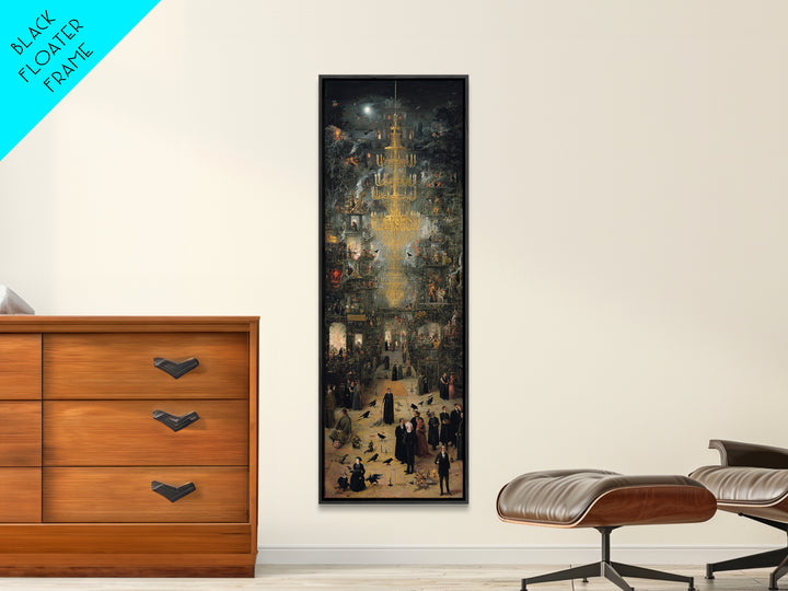 The Haunted Hotel, Medieval Grotesque Art, Tall Narrow Wall Art, Macabre Wall Art, Canvas Print, Halloween Wall Art