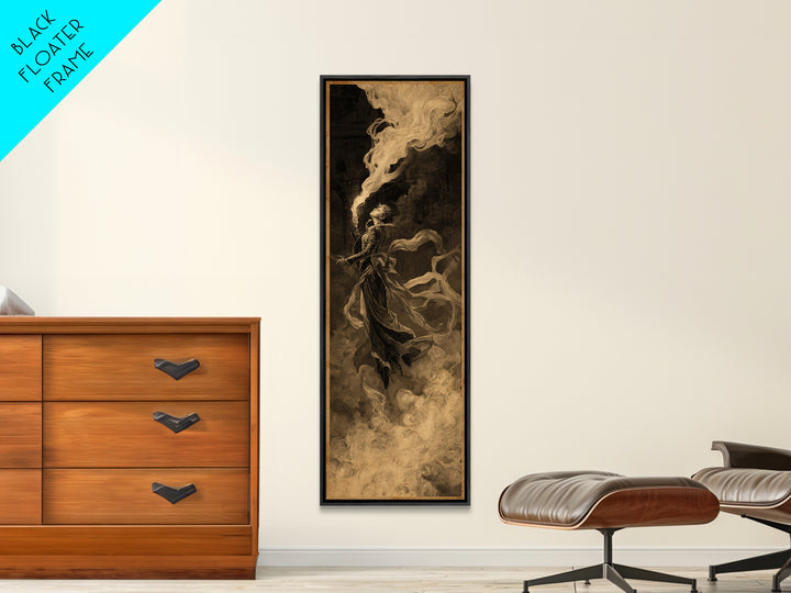 The Haunted Hotel, Apocalyptic Romantic Art, Tall Narrow Wall Art, Macabre Wall Art, Framed Canvas Print, Halloween Wall Art