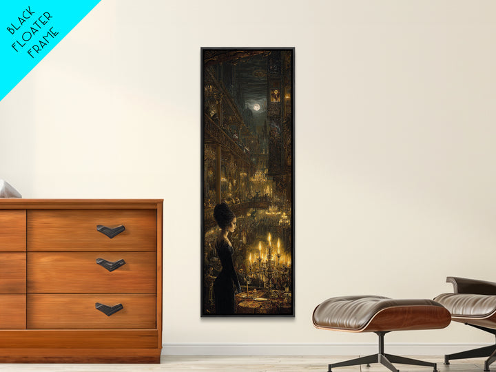 The Haunted Hotel, Ornate Symbolist Art, Tall Narrow Wall Art, Gothic Horror Wall Art, Framed Canvas Print, Halloween Wall Art
