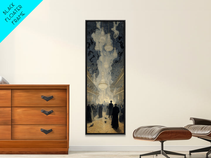 The Haunted Hotel, Symbolist Etching Art, Tall Narrow Wall Art, Dark Halloween Decor, Canvas Print, Halloween Wall Art, Spooky Wall Decor