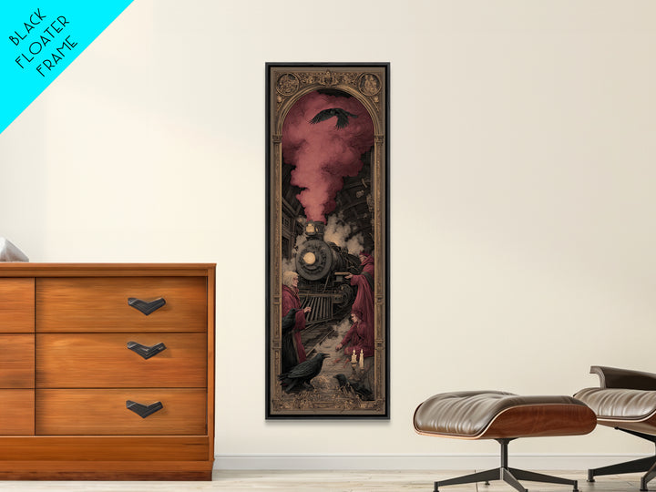 The Abandoned Train Station, Dark Renaissance Art, Tall Narrow Wall Art, Macabre Wall Art, Canvas Print, Halloween Wall Art