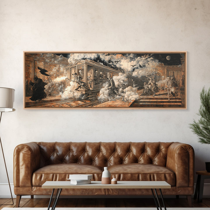 The Abandoned Train Station, Danse Macabre Art, Extra Wide Wall Art, Gothic Horror Wall Art, Canvas Print