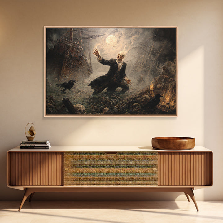 The Shipwreck Cove, Visionary Gothic Art, Landscape Wall Art, Dark Halloween Decor, Framed Canvas Print, Halloween Wall Art