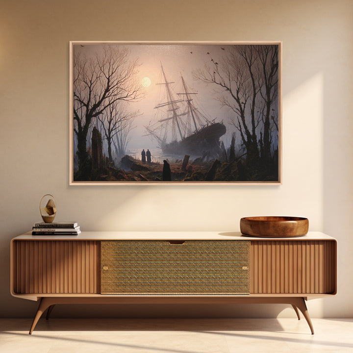 The Shipwreck Cove, Romantic Gothic Landscape, Landscape Wall Art, Dark Halloween Decor, Canvas Print, Halloween Wall Art