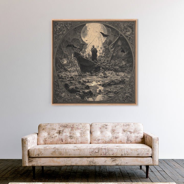 The Shipwreck Cove, Dark Symbolist Art, Square Wall Art, Macabre Wall Art, Framed Canvas Print, Halloween Wall Art