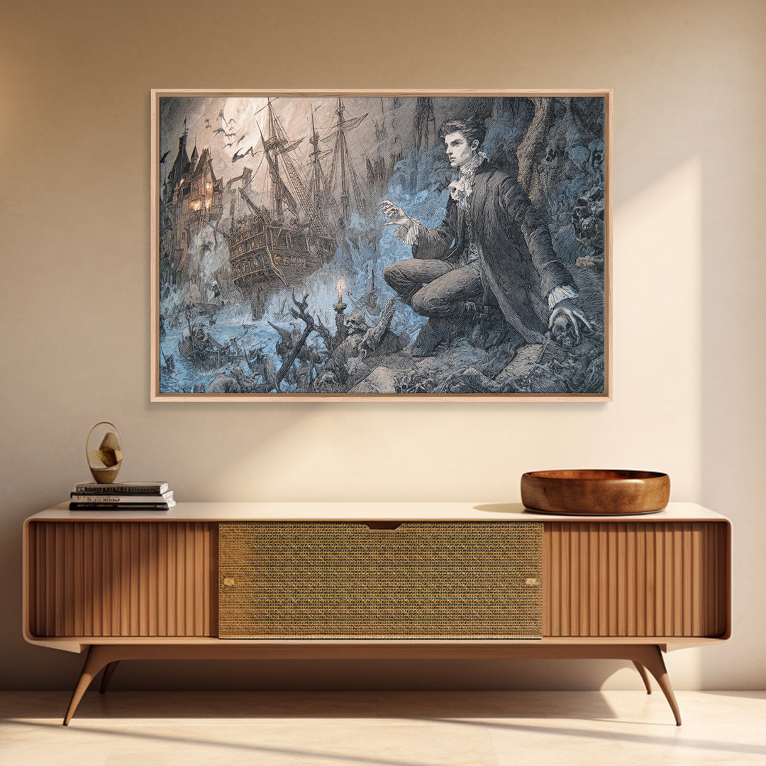 The Shipwreck Cove, Victorian Macabre Art, Landscape Wall Art, Dark Fantasy Wall Art, Canvas Print, Halloween Wall Art, Dark Fantasy Art