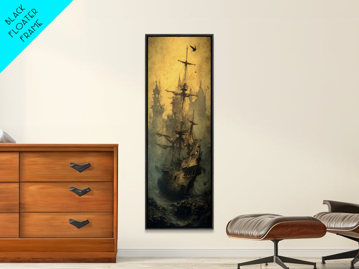 The Shipwreck Cove, Surreal Apocalyptic Art, Tall Narrow Wall Art, Dark Fantasy Wall Art, Canvas Print, Halloween Wall Art